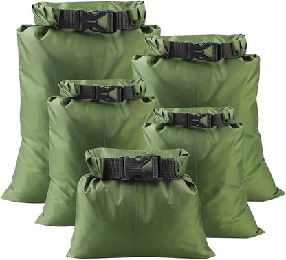 Pimoys 5 Pack Waterproof Dry Sacks, Lightweight Outdoor Dry Bags Ultimate Dry by PimoysLivingNecessities