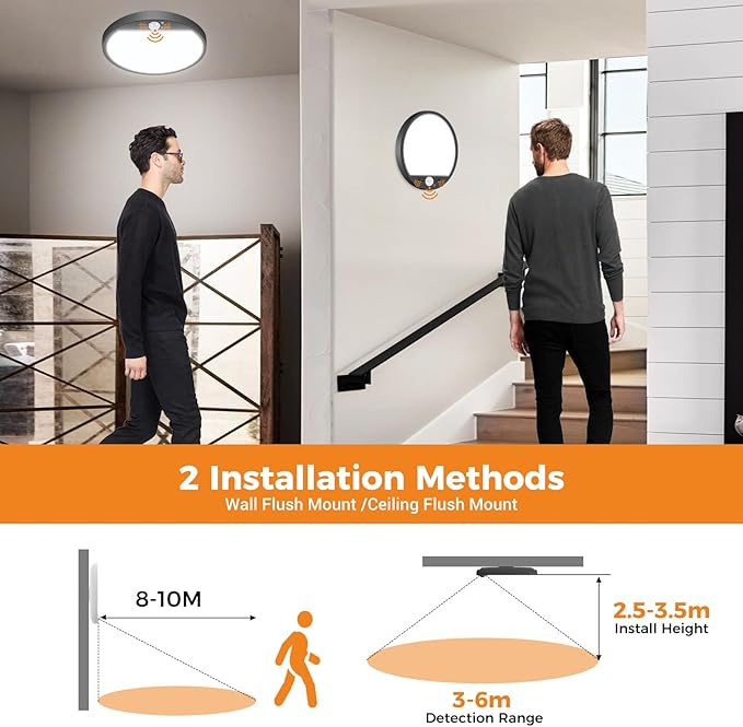 slochi 2Pack Motion Sensor Light Indoor Wired, 8.7 Inch 3000K/4000K/6500K - Image 5