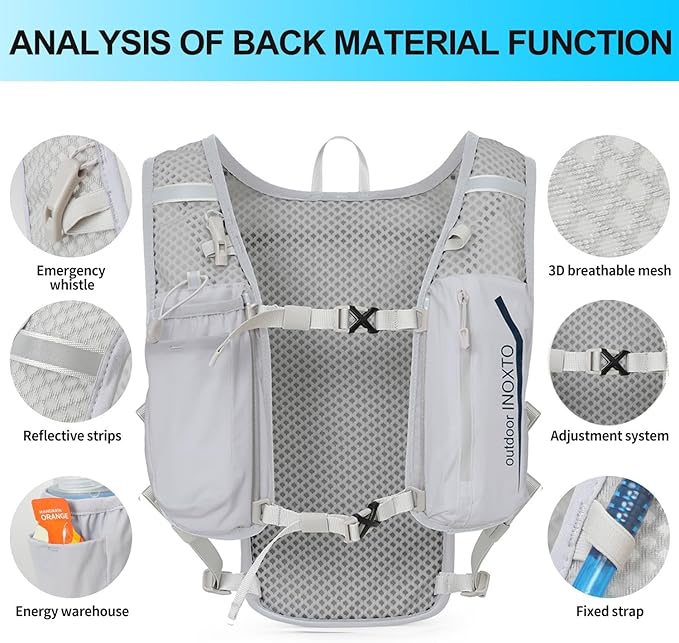 INOXTO Running Hydration Vest Backpack, Lightweight Insulated Pack - Image 4