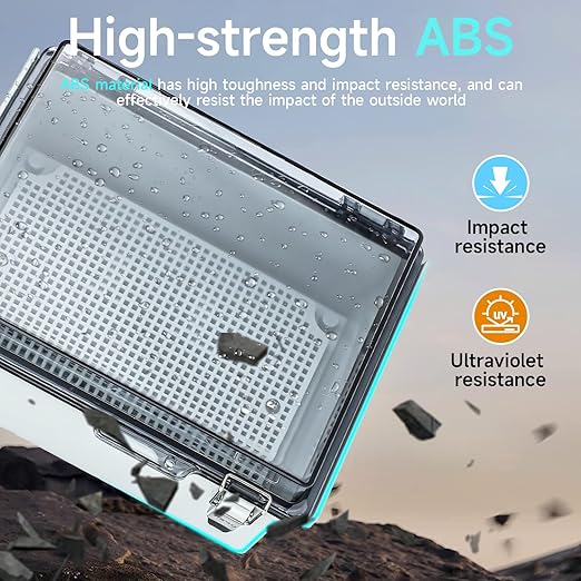 Large Waterproof Electrical Junction Box, IP67 Waterproof Clear ABS Plastic - Image 3