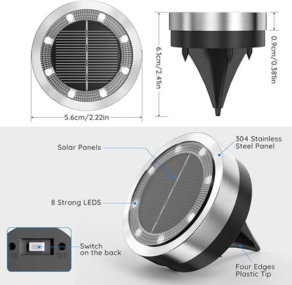 Solar Ground Lights Outdoor, 8 Pack Solar Lights Outdoor Waterproof, Mini Flat - Image 6