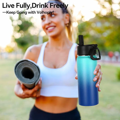 Volhoply 18oz Insulated Water Bottle Bulk 4 Pack, Kids Stainless Steel Water - Image 7