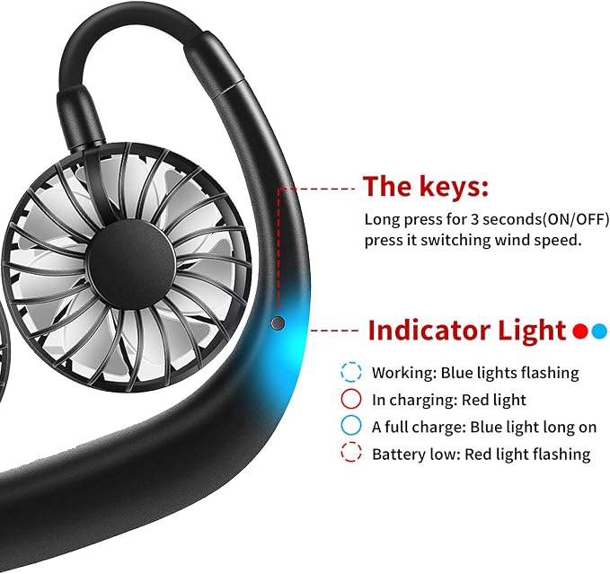 Portable Neck Fan Rechargeable Personal Hand-Free Fan Mini USB Wearable - Image 6