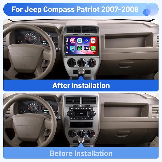 Inefala 4+64G Radio for Jeep Compass Patriot 2007 2008 2009 Android 15 CarPlay - Image 2