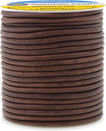 Mandala Crafts Round Genuine Distressed Brown Leather Cord - Image 2