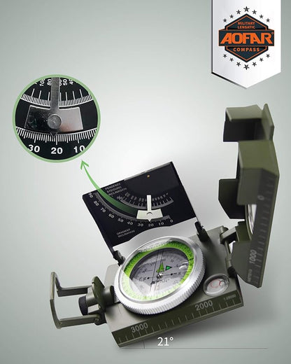 AOFAR AF-4074 Military Compass for Hiking, Lensatic Sighting Waterproof - Image 3