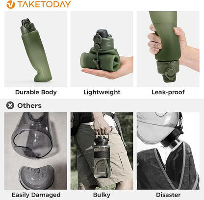 TakeToday Collapsible Water Bottles 32oz, Foldable Travel Bottle, TSA-Approved - Image 2
