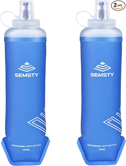 500ml Soft Flask, 2 Pack TPU Collapsible Soft Water Bottle by SEMSTY