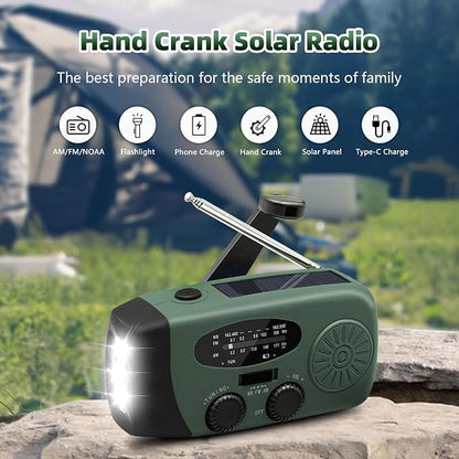 WVL 7400mWh Emergency Weather Radio, Portable Solar Hand Crank Radio AM/FM/NOAA - Image 3
