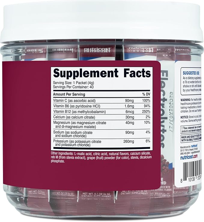 Nutricost Electrolytes Complex, Grape Flavored, 40 Stickpacks - Image 5
