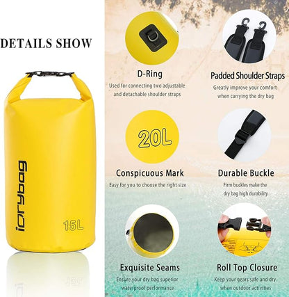 IDRYBAG Dry Bag for Kayaking Waterproof 2L/5L/10L/15L/20L, Small Dry Sack - Image 2