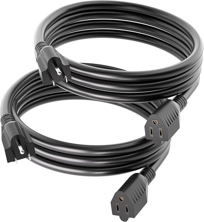 POWGRN 6 FT（2 Pack） 16/3 Black Indoor Outdoor Extension Cord Waterproof by POWGRN