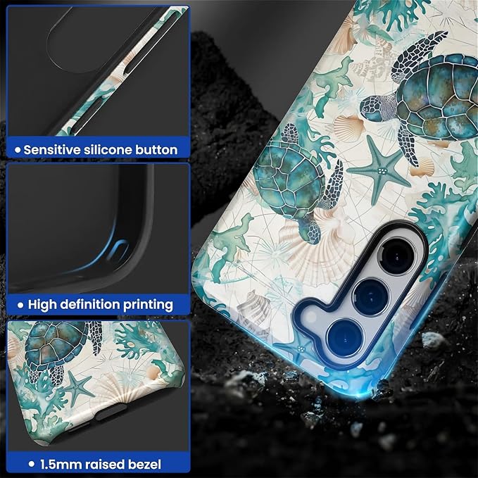 for Samsung Galaxy S23 Plus Case, HL2 Ocean Sea Turtle Nautical Map Hybrid 2 - Image 3