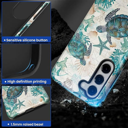for Samsung Galaxy S23 Plus Case, HL2 Ocean Sea Turtle Nautical Map Hybrid 2 - Image 3