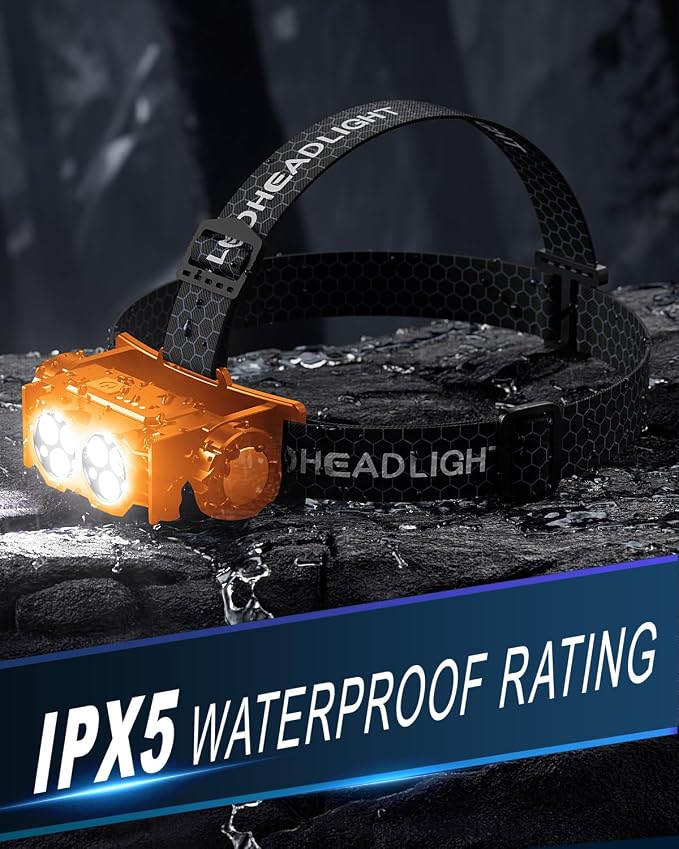 Headlamp Rechargeable 2PCS, 4500L Super Bright Light Bright LED Rechargeable - Image 6
