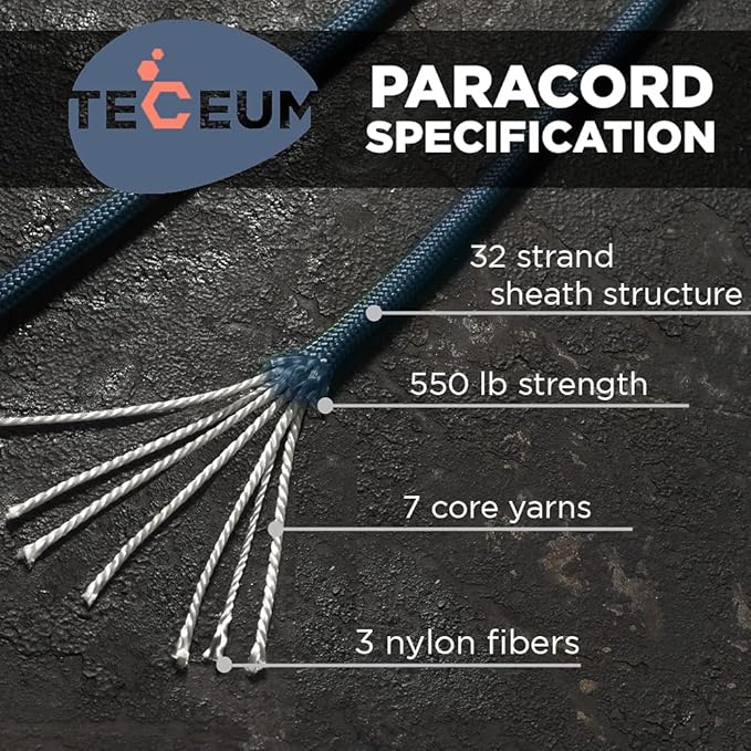 TECEUM 5/32" Paracord Rope 1000 – 1000ft / 200ft / 100ft / 50ft – Tactical - Image 2