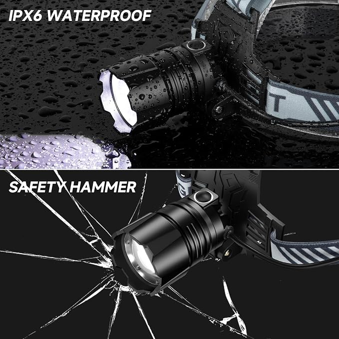 NiaoChao 2Pack Headlamp Rechargeable, 99000 LM Super Bright LED Head Lamp - Image 8