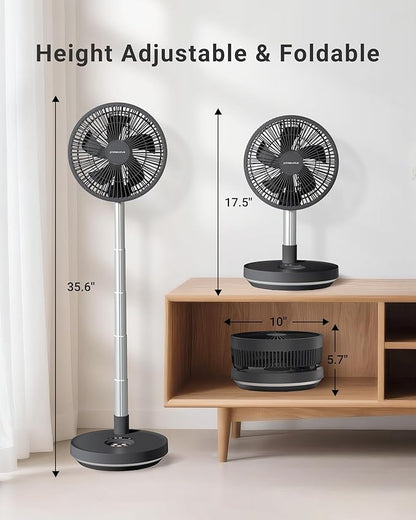 Primevolve Portable Rechargeable Oscillating Fan, Battery Operated Fan - Image 8