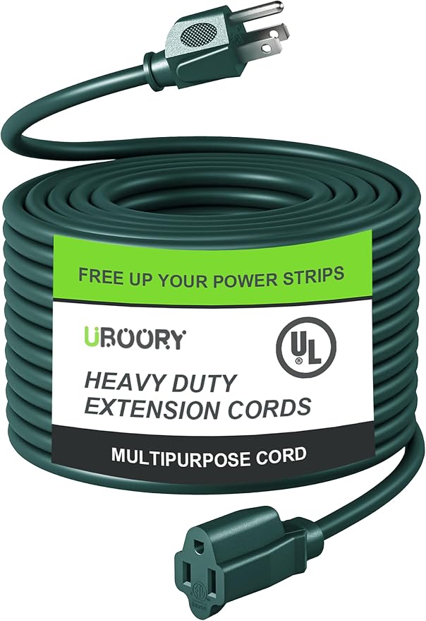 Outdoor Extension Cord Waterproof 50 FT, Flexible 100% Copper 3 Prong Extension by UBOORY