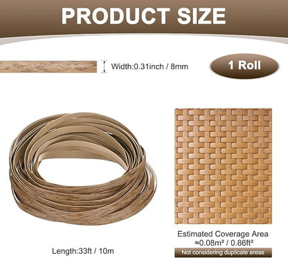 M METERXITY 1-Pack Wicker Repair Kit, 8mm x 33ft/10m Plastic Flat Rattan - Image 3