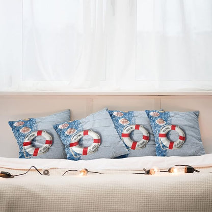 Ambesonne Coastal Throw Pillow Cushion Case Pack of 4, Welcome on Board Message - Image 6