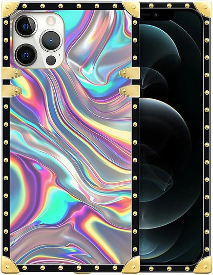 Compatible with iPhone 12 Case, Holographic Abstract Iridescent Textures Luxury by Unknown