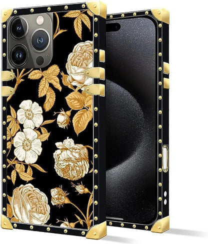 Compatible with iPhone 16 Pro Max Case, Blooming Rose Golden Flower Luxury - Image 2