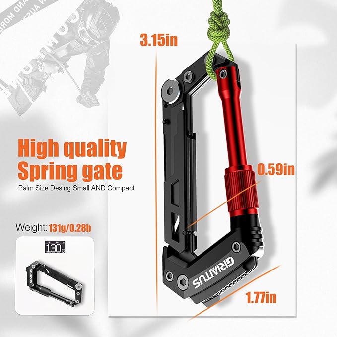 Carabiner Multitool with Pocket Knives, EDC Carabiners, Serrated Knife - Image 3