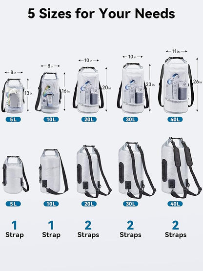 HEETA Dry Bag Waterproof for Women Men, 5L/10L/20L/30L/40L Roll Top Lightweight - Image 2