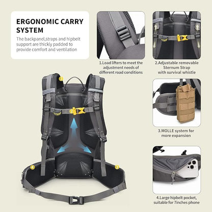 SKYSPER Hiking Backpack for Men Women, 35L Travel Backpack Waterproof Camping - Image 3