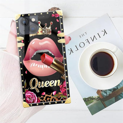 Compatible with iPhone 14 Case, Glitter Red Rose Queen Leopard Lipstick Luxury - Image 7