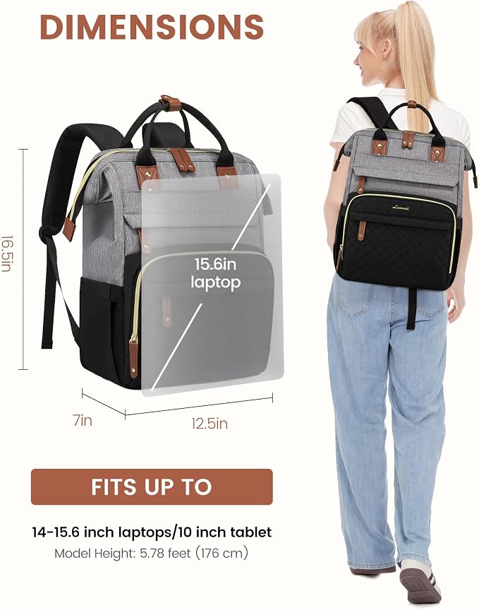 LOVEVOOK Laptop Backpack for Women, 15.6'' Waterproof Nurse Bag Teacher Work - Image 4