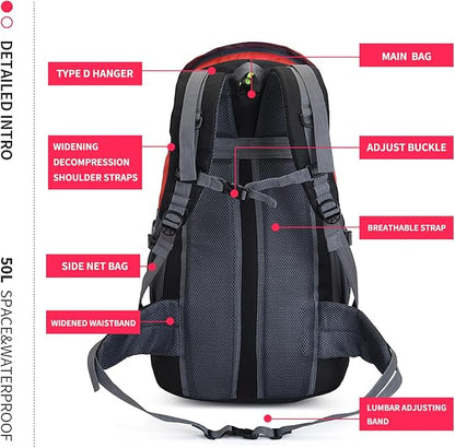 Bseash 50L Hiking Backpack, Water Resistant Lightweight Outdoor Sport Daypack - Image 8