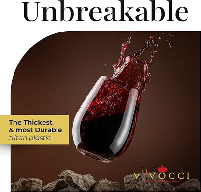 Vivocci Unbreakable Plastic Stemless Outdoor Wine Glasses 20 oz | Tritan Heavy - Image 2