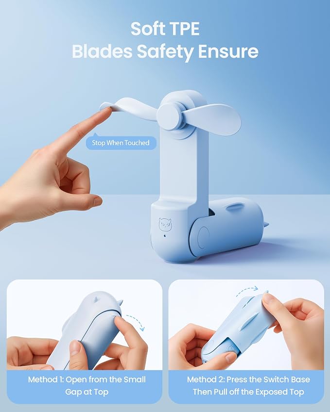 Gaiatop Portable Handheld Fan, 3 in 1 Mini Fan Handheld, Foldable Personal Fans - Image 6