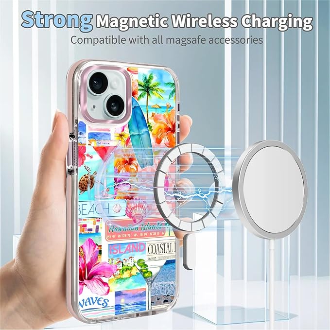 Case for iPhone 14 Plus/15 Plus, Coastal Beach Cover Coquette Collage Phone - Image 4