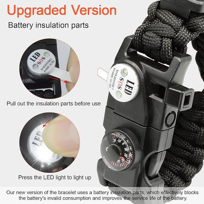 20 in 1 Survival Paracord Bracelet Adjustable Gear Kit - Image 6