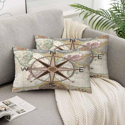 Nautical Compass Throw Pillow Covers 12 X 20 Historical World Map Earth - Image 5