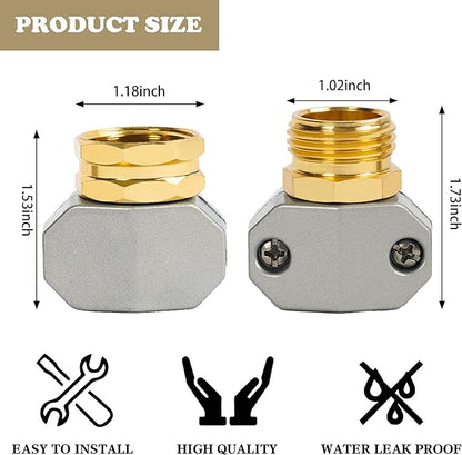 Hourleey Garden Hose Repair Kit, 4 Sets Aluminum Alloy Garden Hose End Mender - Image 3