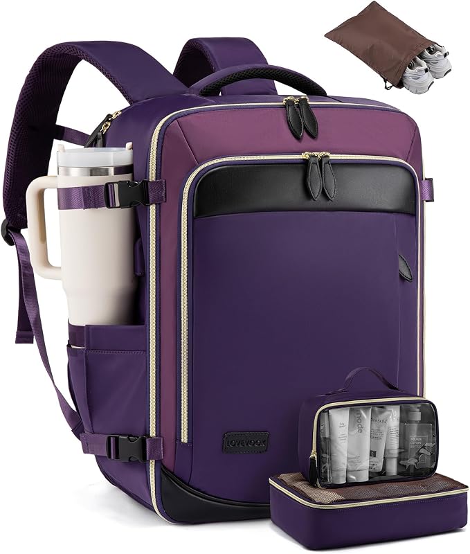 LOVEVOOK 50L Travel Backpack Carry On Airline Approved, Large Backpack by LOVEVOOK