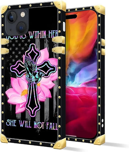 Compatible with iPhone 15 Case, Praying Cross Hands Luxury Golden Decoration - Image 2