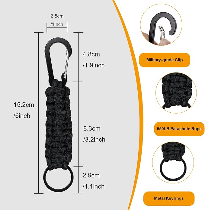 2 Pcs Heavy Duty Braided 550 Paracord Lanyard Keychain Set, Parachute Rope - Image 3