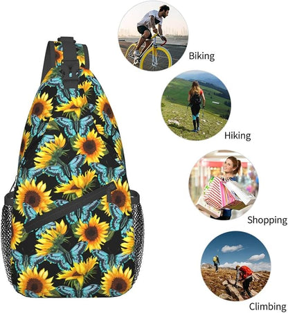 Sunflower And Blue Butterfly Sling Bag - Image 6