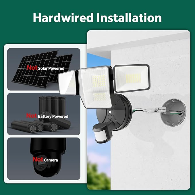 70W 7000LM Security Lights Outdoor, 4-Head LED Motion Sensor Flood Light - Image 2