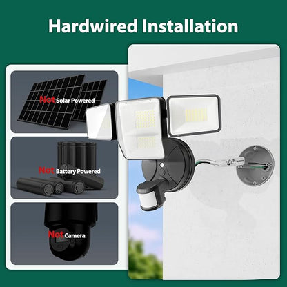 70W 7000LM Security Lights Outdoor, 4-Head LED Motion Sensor Light, Hardwired - Image 2