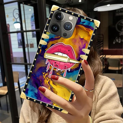 Compatible with iPhone 12 Pro Max Case, Cool Corlorful Lip Marble Luxury Golden - Image 6