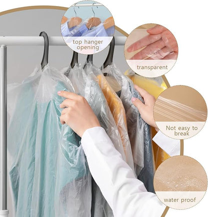 20 Pack Clear Clothes Covers 23.6x47.2 inch Plastic Garment Bags Dry Cleaner - Image 6