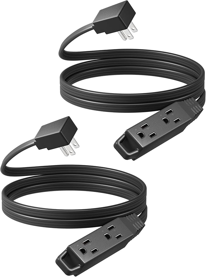 DEWENWILS 6FT Flat Plug Extension Cord 3 Prong Ultra Thin Power Strip, by DEWENWILS