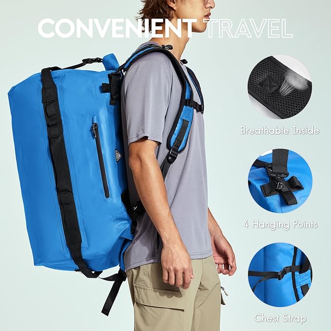 Haimont Large Waterproof Duffel Backpack Roll-Top Heavy Duty Dry Duffle Bag - Image 3