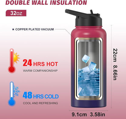 32oz Insulated Water Bottle, BPA Free&Leak Proof, Stainless Steel Water Flask - Image 2